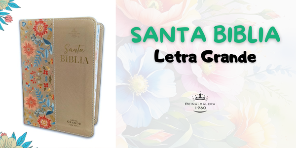 RVR60 Biblia Tamaño Manual Letra Grande con Canto Pintado
Imitación Piel - Flores Crema