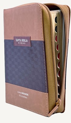 Biblia RVR60 portátil Letra Grande 11 puntos con Café/Café con cierre/índice