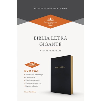 RVR 1960 Biblia letra gigante, negro imitacion piel