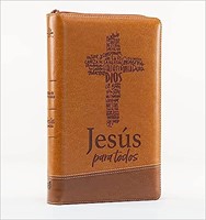 Santa Biblia de Promesas Reina-Valera 1960 / Jesús para todos / Letra Grande / Tamaño Manual / Piel especial con índice y cierre / Café