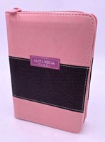 Biblia RVR60 bolsillo piel italiana cierre indice rosa/café