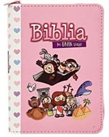Biblia Reina Valera 1960 para niños Mi gran viaje. Tamaño bolsillo Imitación Piel rosa con cierre