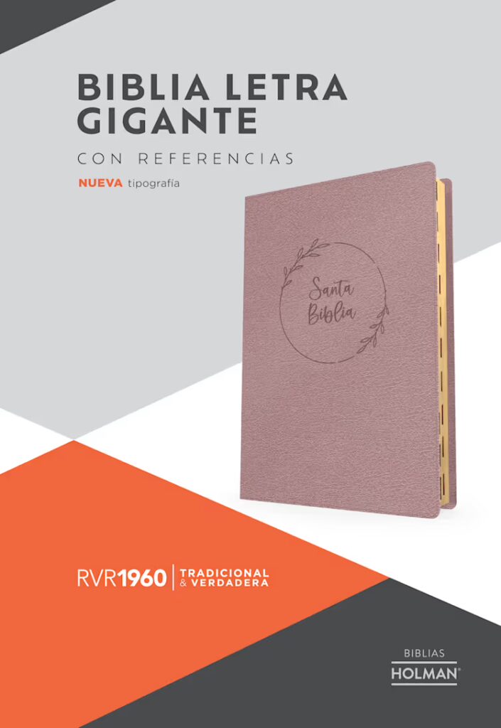 RVR 1960 Biblia letra gigante, rosa perla, símil piel, con índice
